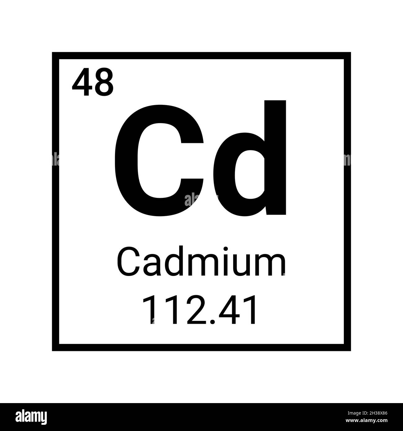 Element des Cadmium-Periodensystems. Chemie der Cadmium-Symbol-Atome Stock Vektor