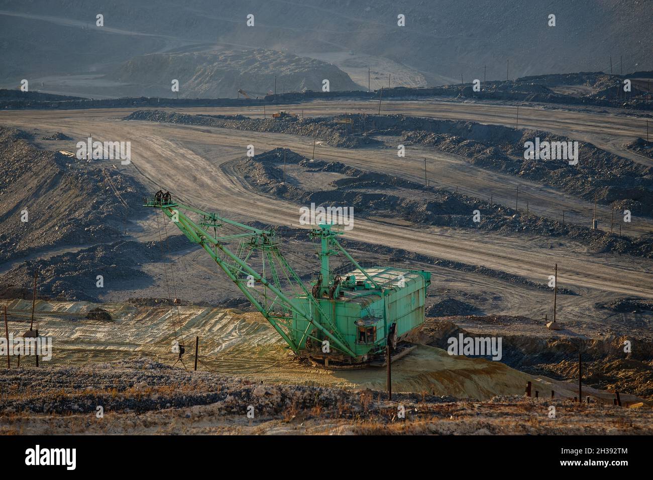 Tagebau in Bergbau- und Verarbeitungsanlage. Stockfoto