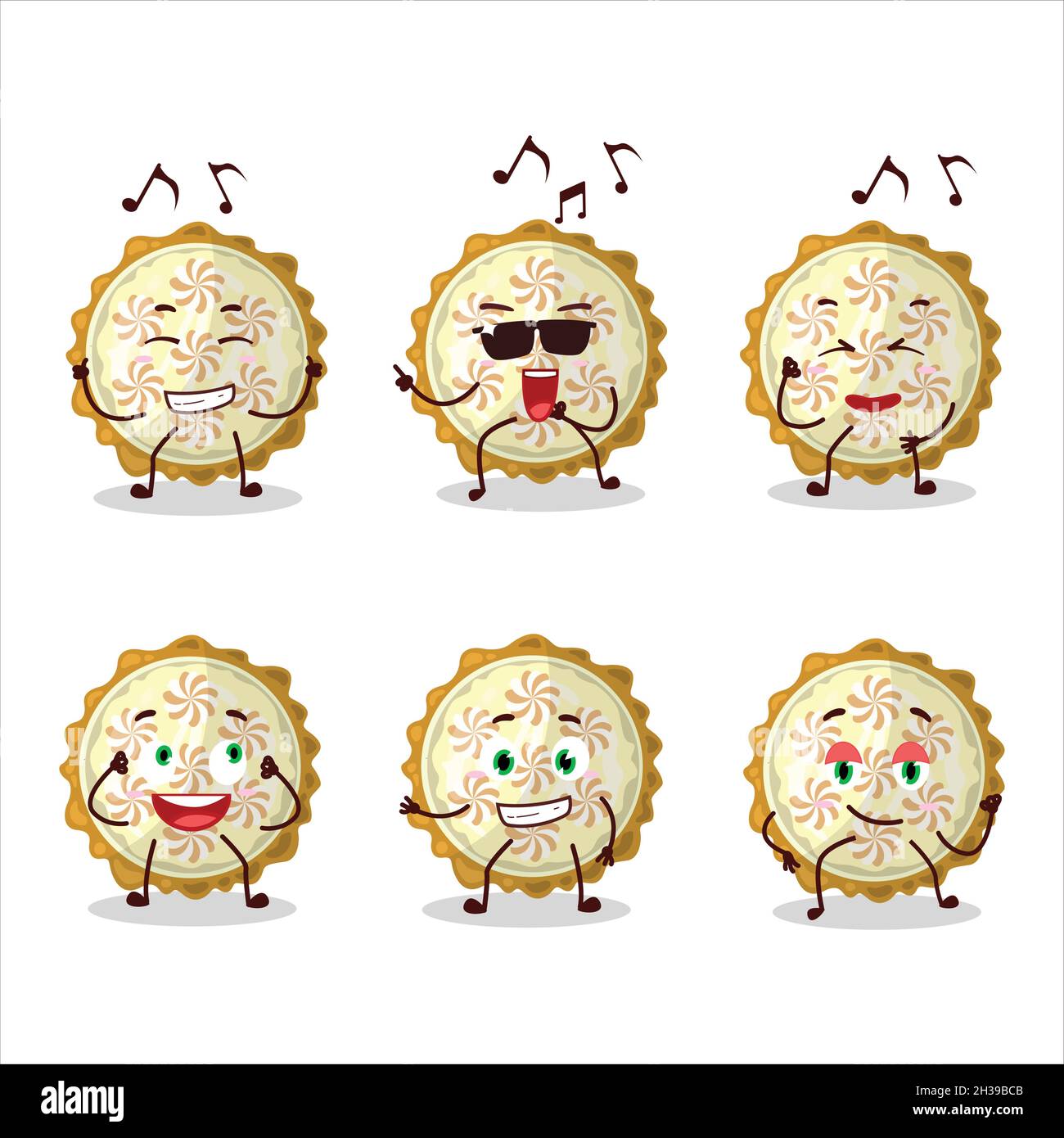 Ein Bild von Zitrone Meringue Pie Tänzer Cartoon-Figur genießen die Musik. Vektorgrafik Stock Vektor