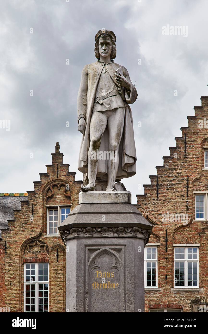 Hans Memling Denkmal. Woensdagmarkt. Brügge. Belgien. Stockfoto