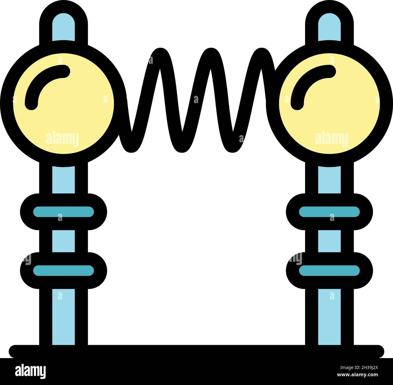 Tesla-Elektroden-Symbol. Kontur tesla Elektroden Vektor Symbol Farbe flach isoliert Stock Vektor