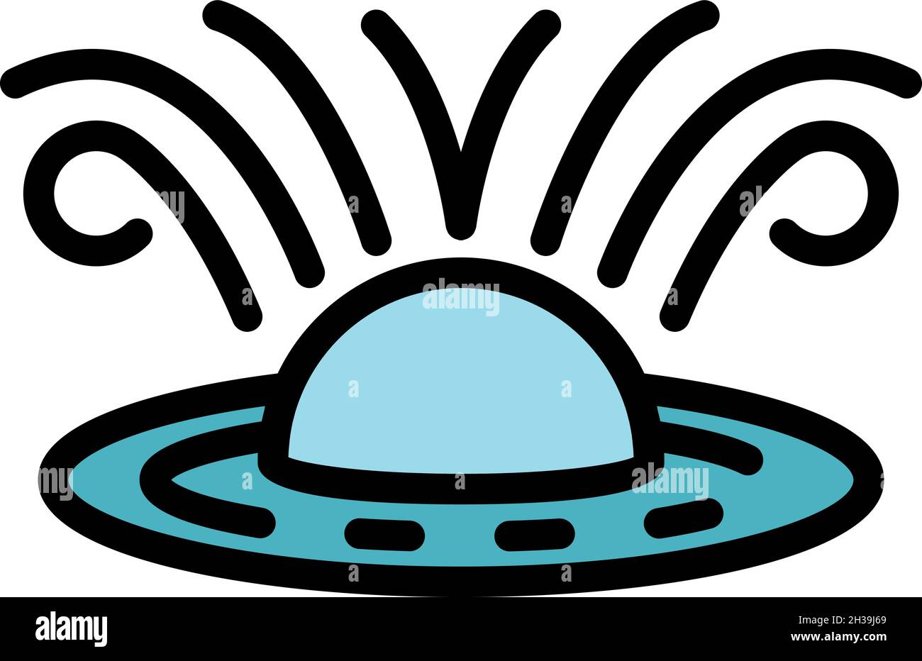 Das Magnetfeld des Saturn-Symbols. Skizzieren Sie das Magnetfeld der Saturn-Vektor-Symbol-Farbe flach isoliert Stock Vektor