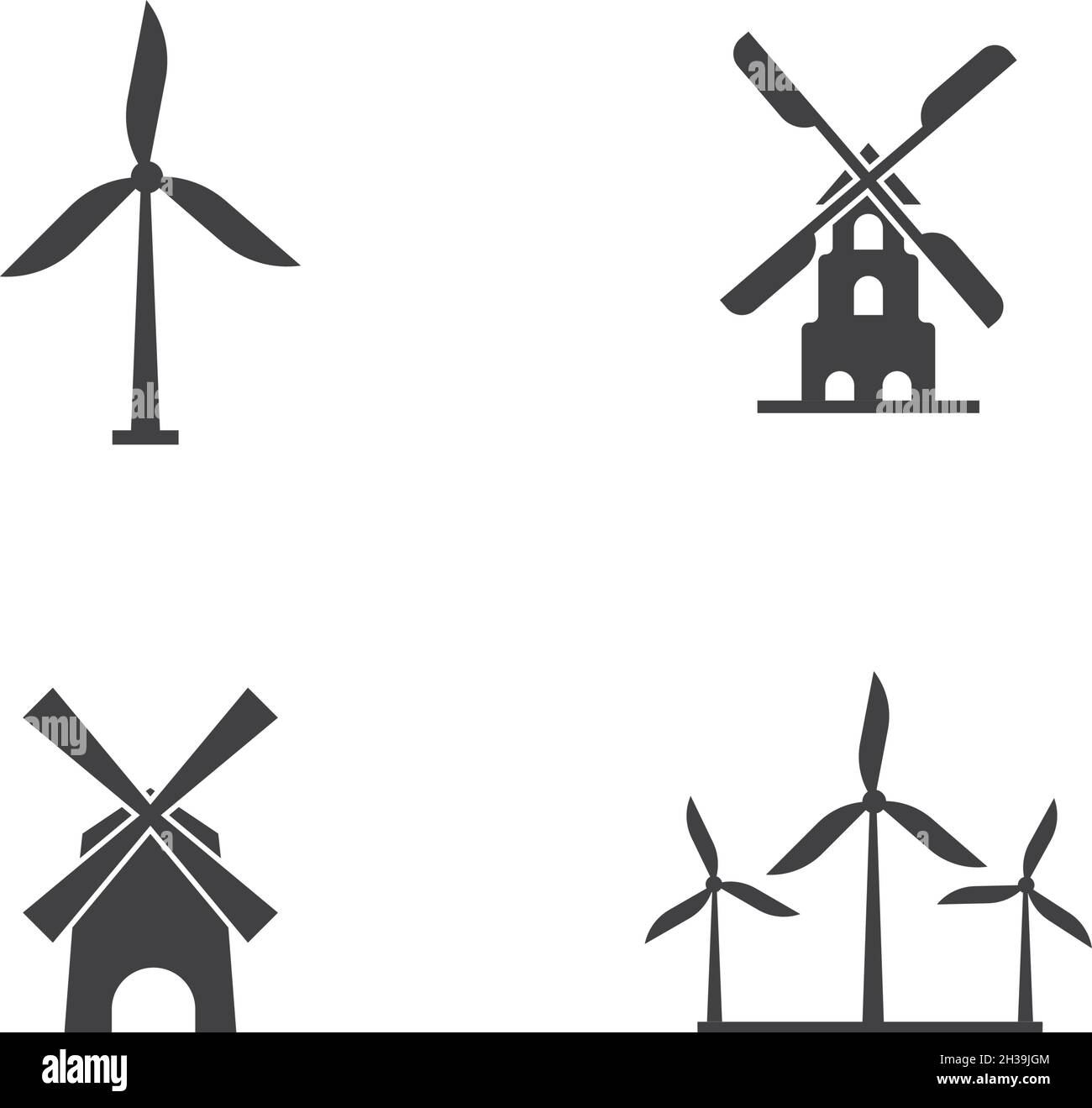 Windmühle Logo Vektor flach Designvorlage Stock Vektor
