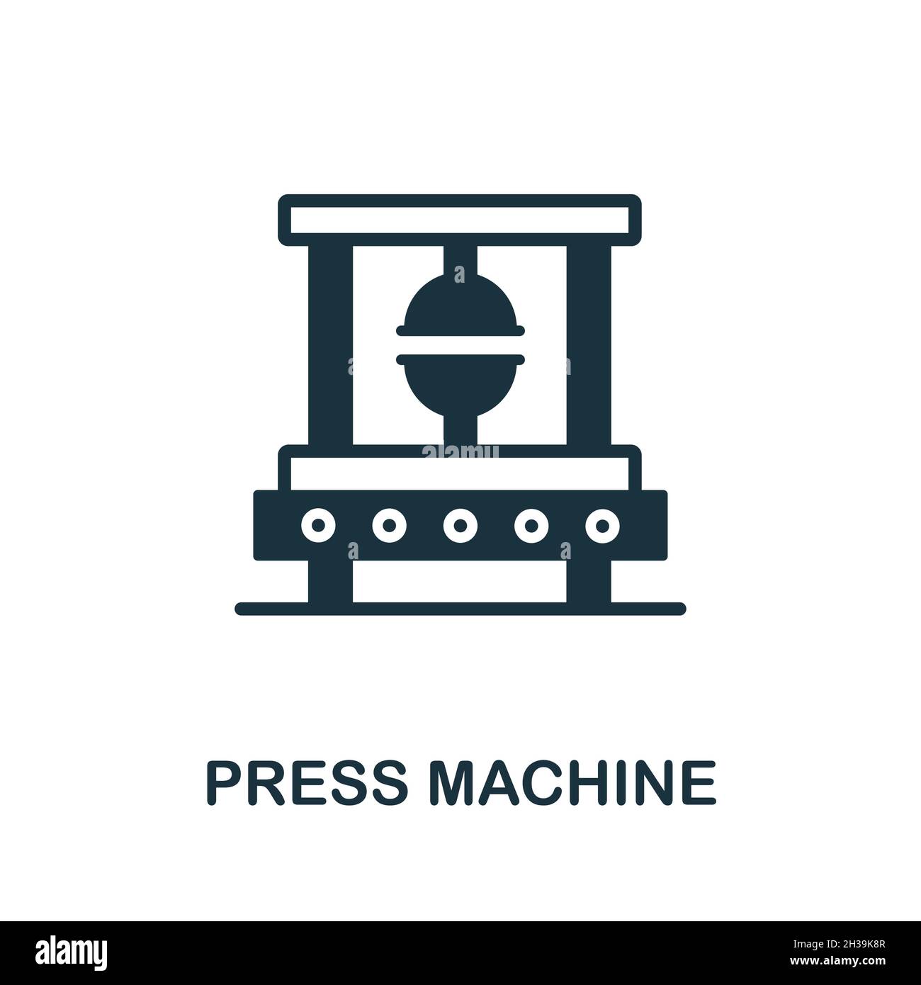 Drücken Sie das Symbol Gerät. Monochromes Schild aus der Maschinensammlung. Creative Press Machine Icon Illustration für Webdesign, Infografiken und mehr Stock Vektor