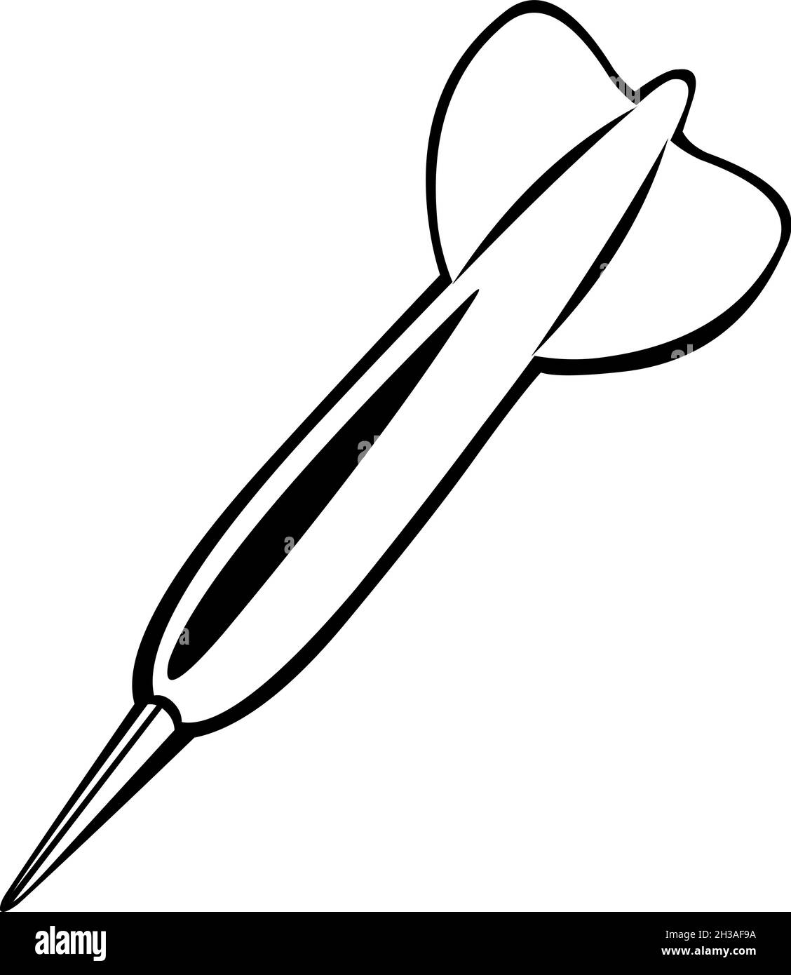 Vektordarstellung eines Dartes, in schwarz-weiß gezeichnet Stock Vektor