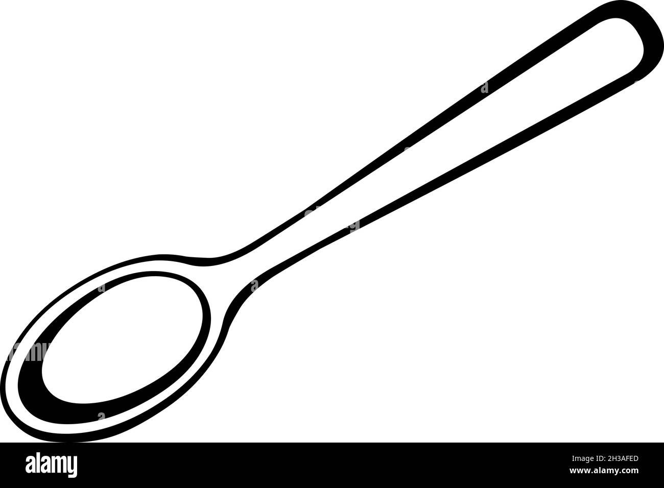 Vektor-Illustration von Schwarz-Weiß-Illustration von Löffel oder Teelöffel Stock Vektor