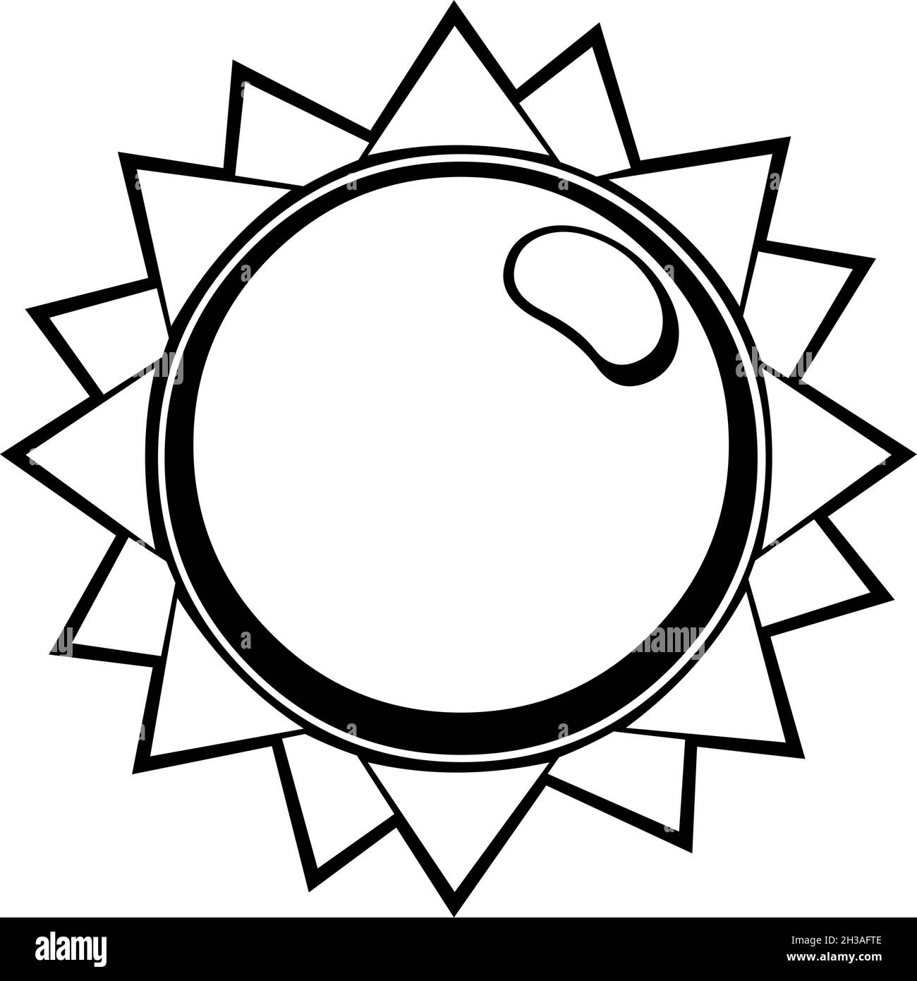 Vektordarstellung der Sonne in schwarz und weiß Stock Vektor