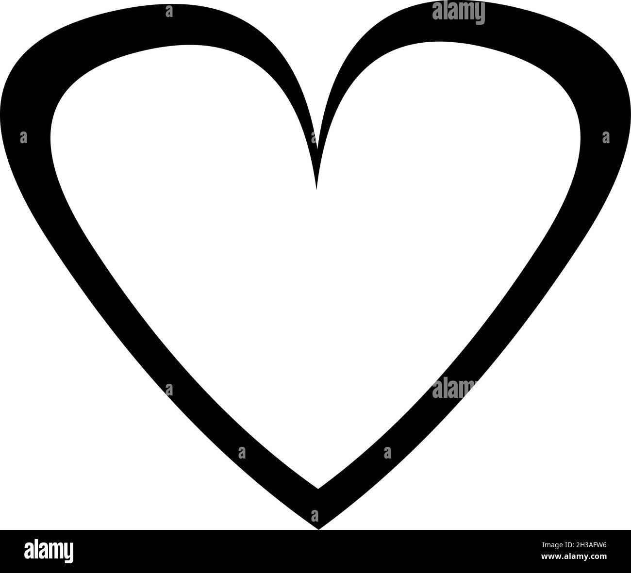 Vektordarstellung eines in Schwarz-Weiß gezeichneten Herzens mit gemalten Umrissen Stock Vektor