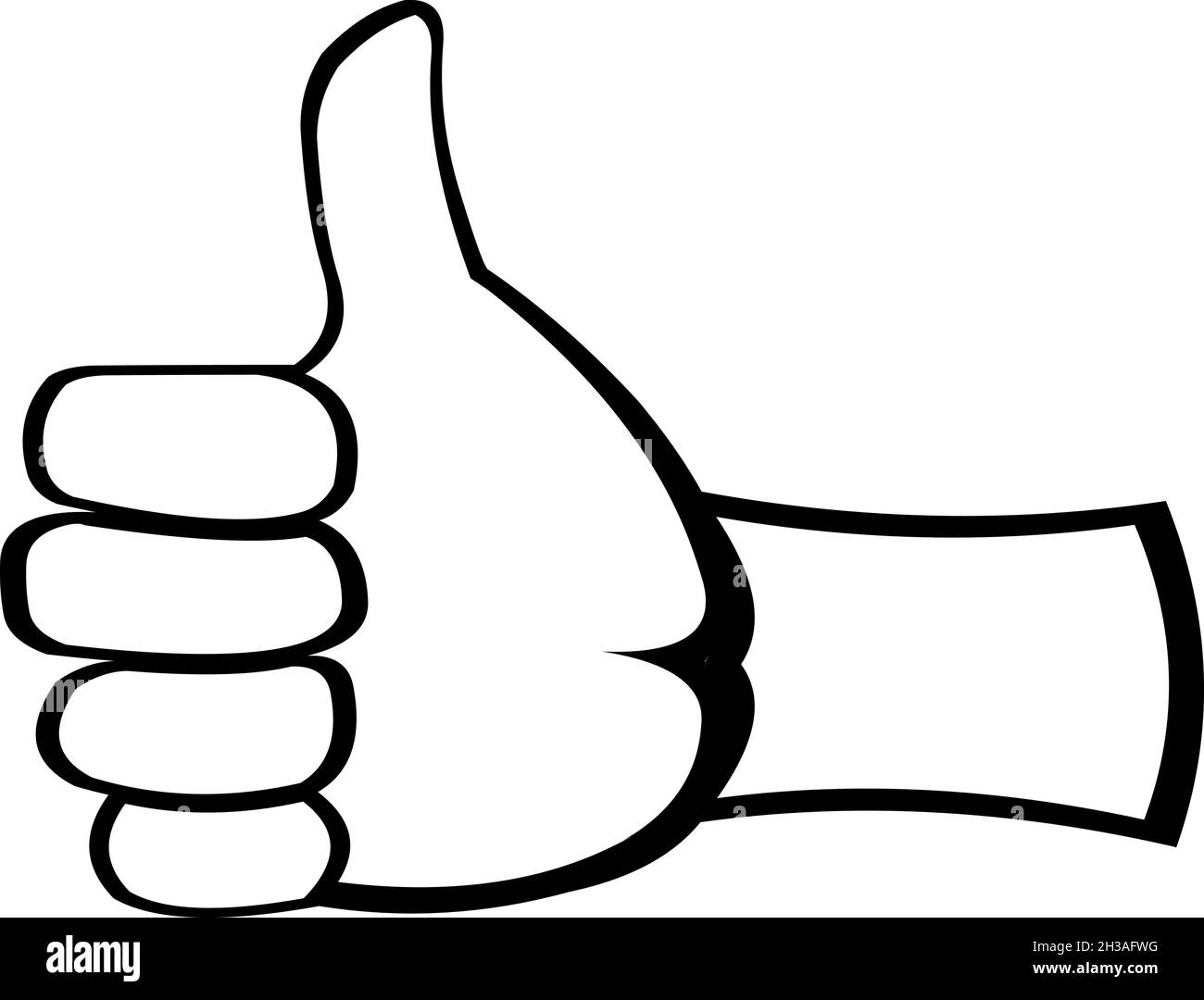 Vektordarstellung einer Hand mit dem Daumen nach oben, mit den gezeichneten Umrissen und in schwarz-weiß Stock Vektor