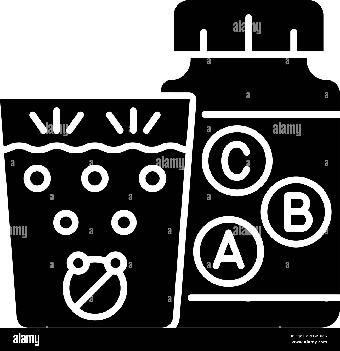 Vitamin-Effervescents schwarzes Glyphen-Symbol Stock Vektor