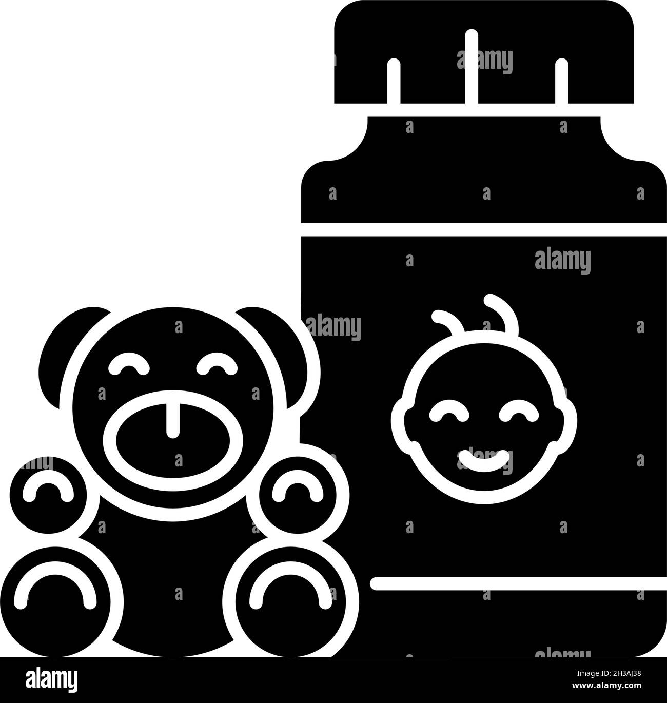 Kid Growth ergänzt schwarze Glyphe Symbol Stock Vektor