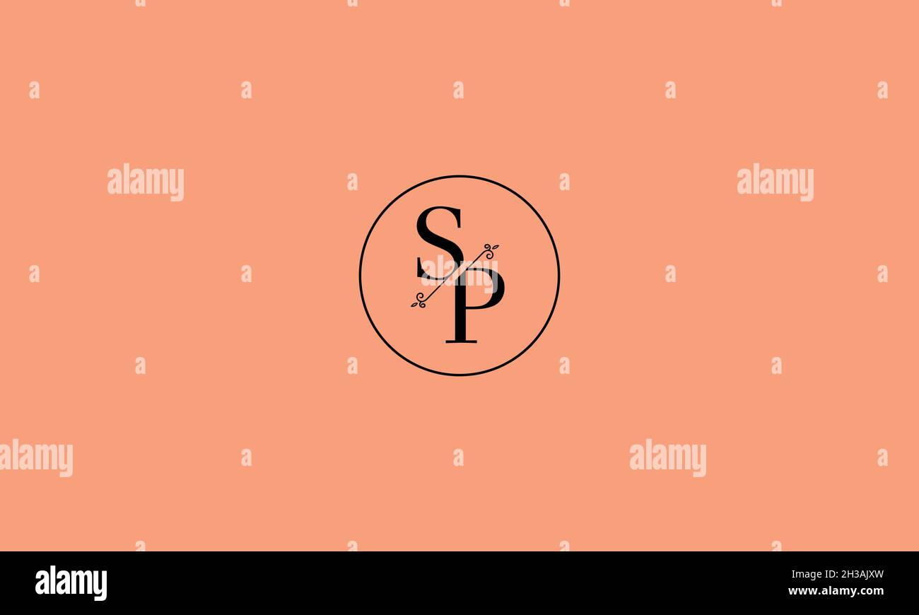 BUCHSTABEN SP-LOGO-DESIGN MIT NEGATIVEM PLATZEFFEKT FÜR DIE ILLUSTRATION Stock Vektor