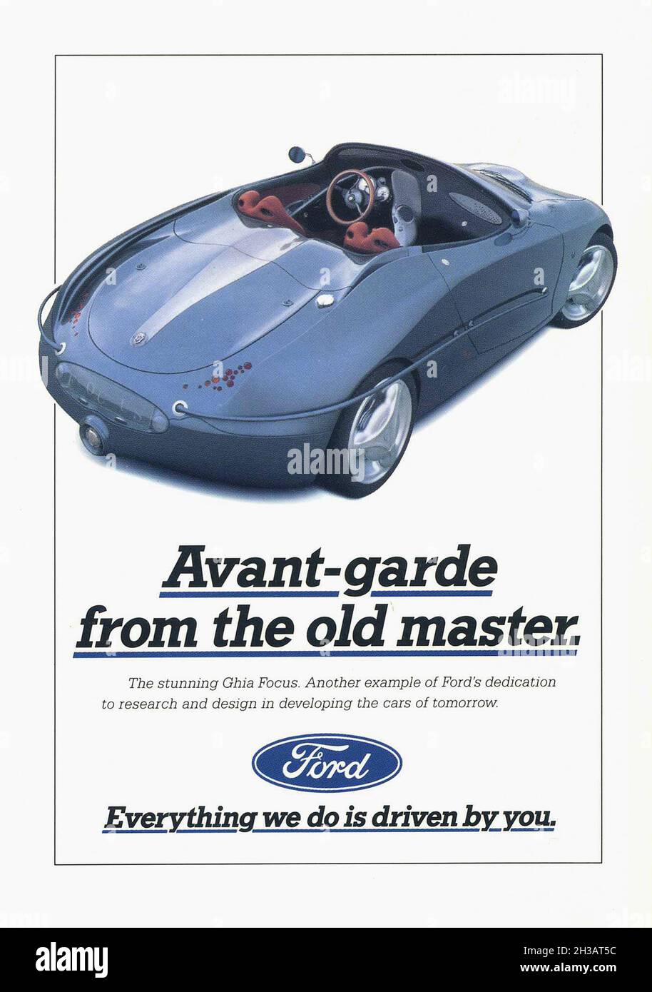 Werbeplakat für den Ford Ghia Focus.1992. Stockfoto