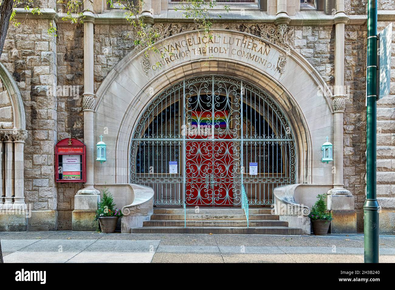 2110 Chestnut Street, Evangelisch-Lutherische Kirche, entworfen in Richardson Romanik von Isaac Pursell und errichtet im Jahr 1880. Stockfoto