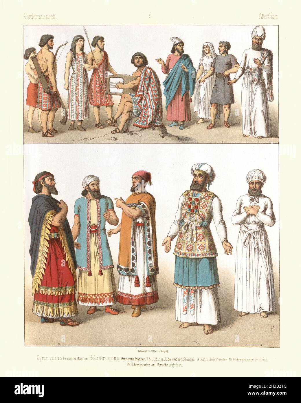 Kostüme und Mode des Alten Nahen Ostens, Syrer, Männer und Frauen, jüdisches Hebräisch, Hohepriester Stockfoto