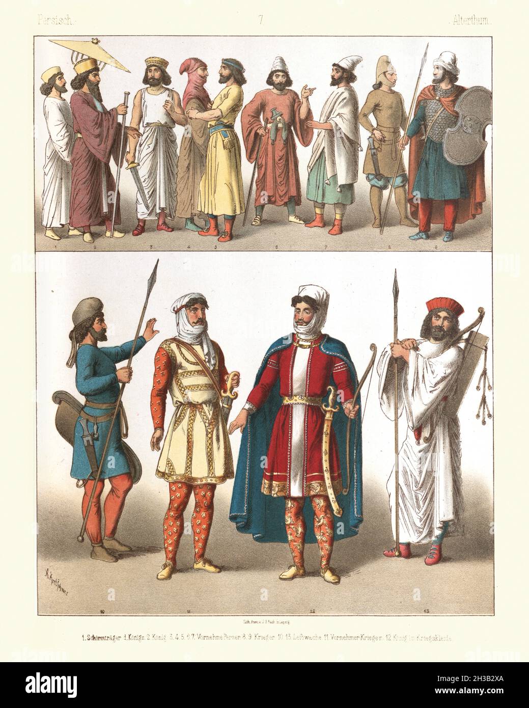 Kostüme und Mode des alten Persien, Persischen Reiches, König, Noble, Krieger, Royal Bodyguard Stockfoto