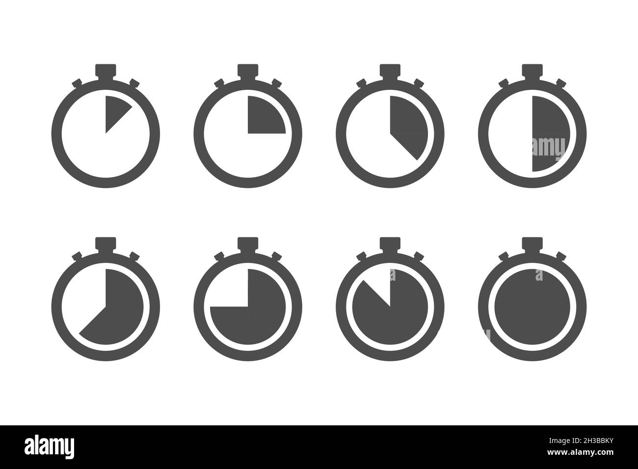 Timer Stoppuhr Icon Set einfaches Design Stock Vektor