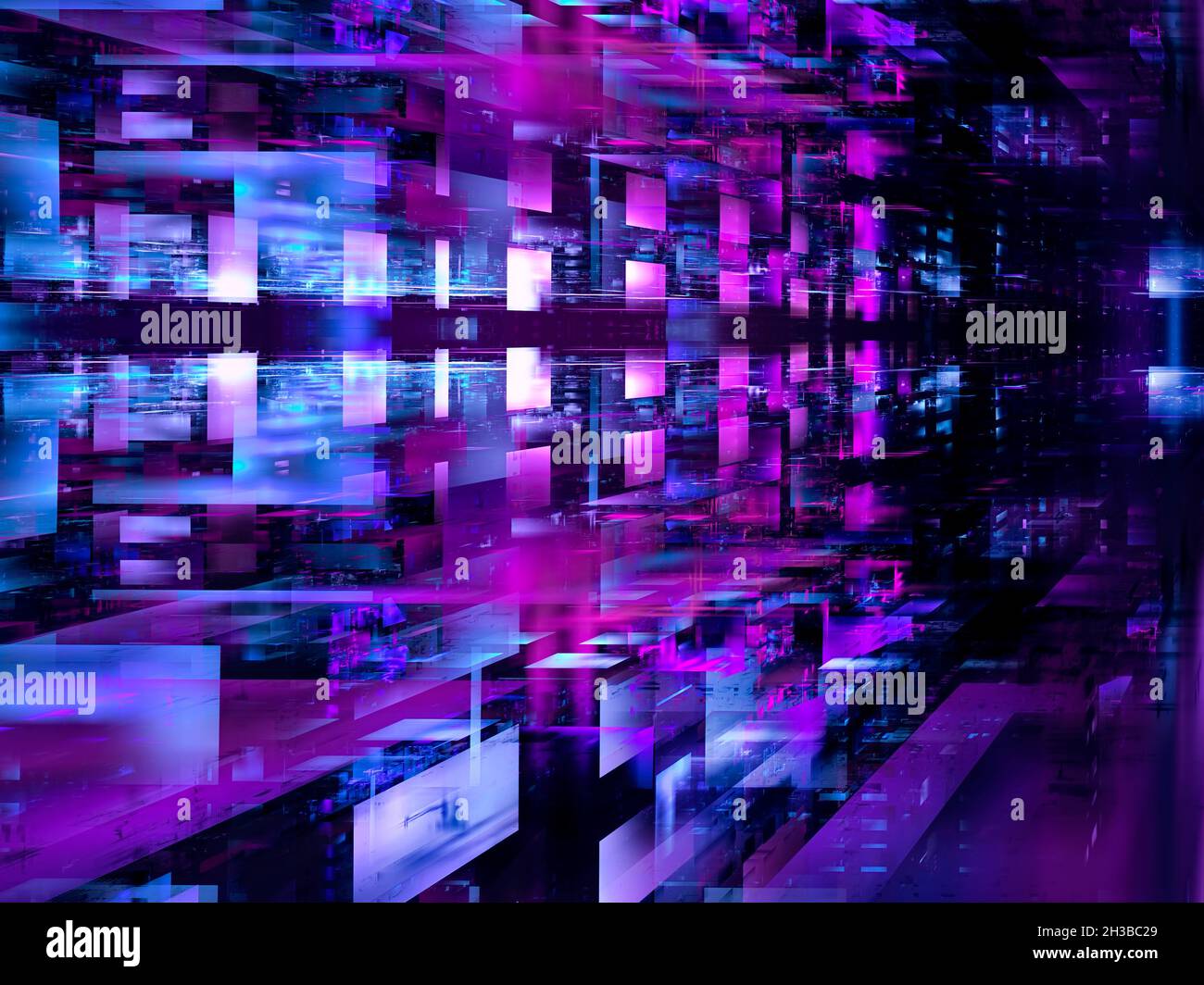 Glasblockwand - abstrakte technische 3d-Illustration Stockfoto