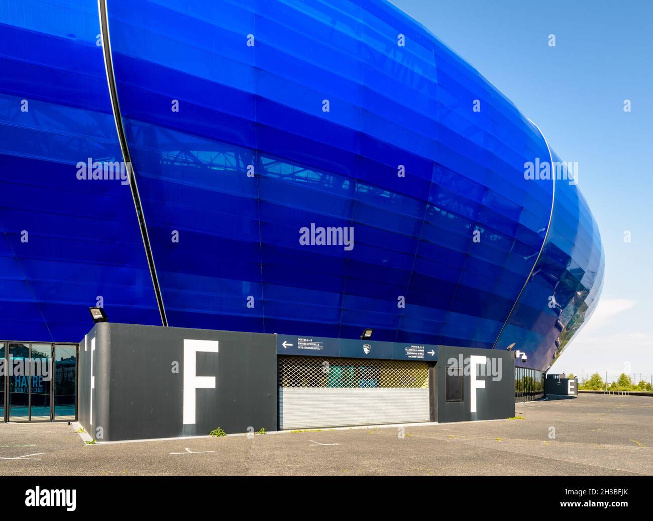 Tor F des Stade Océane, einem Mehrzweckstadion mit 25 000 Sitzplätzen in Le Havre, Frankreich. Stockfoto