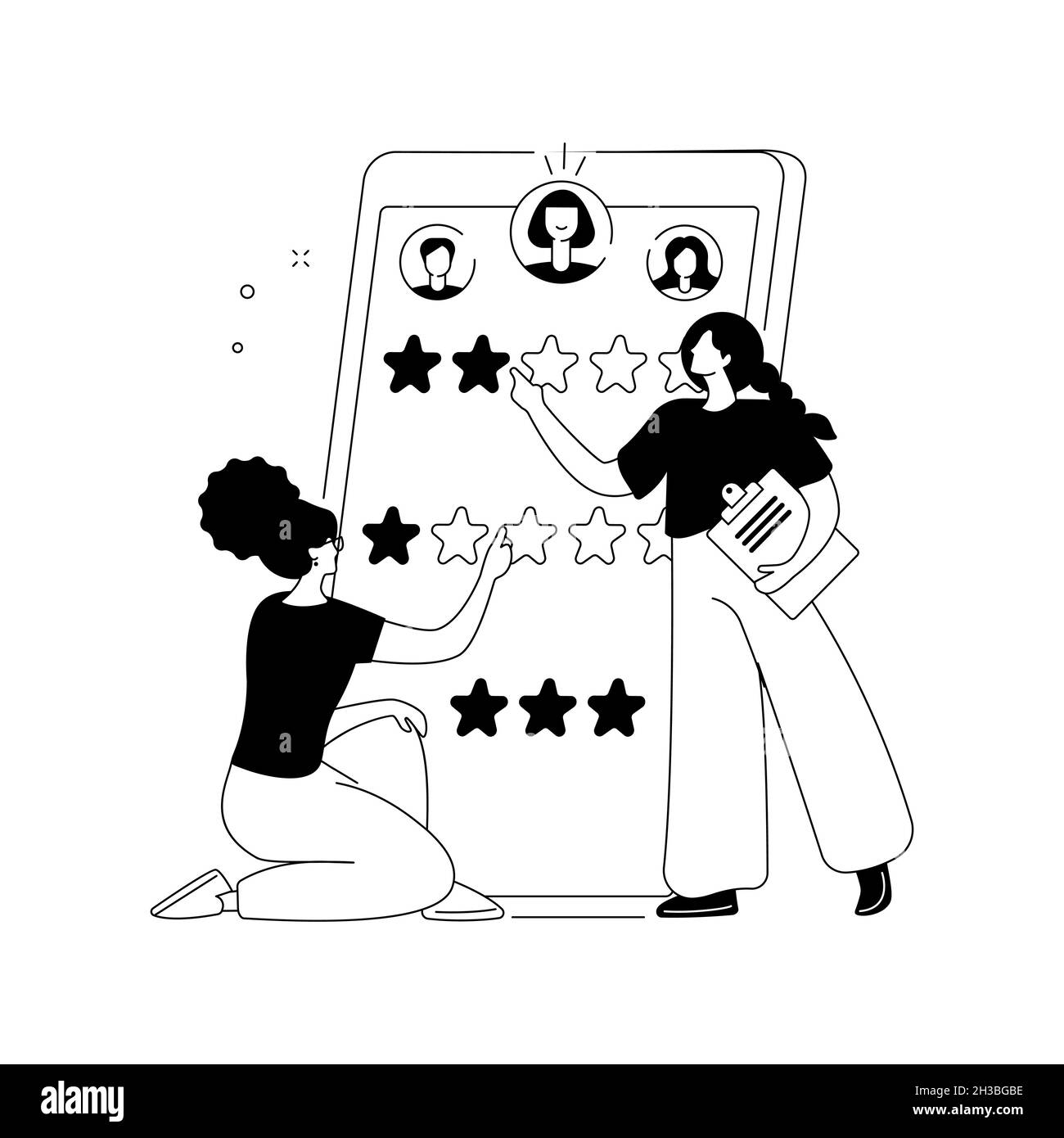 Abstrakte Konzeptdarstellung zur Mitarbeiterbewertung. Stock Vektor