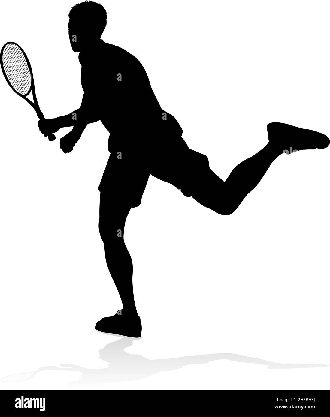 Tennis Spieler Mann Sport Person Silhouette Stock Vektor
