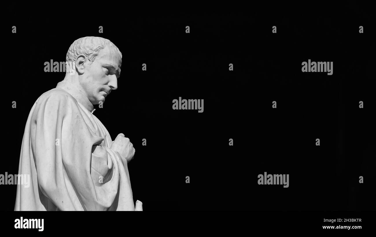 Der Mensch im Akt des Denkens. Francesco Burlamacchi, Chef der alten Republik Lucca gegen Medici Florenz im Zeitalter der Renaissance. Statue aufgestellt im 18 Stockfoto