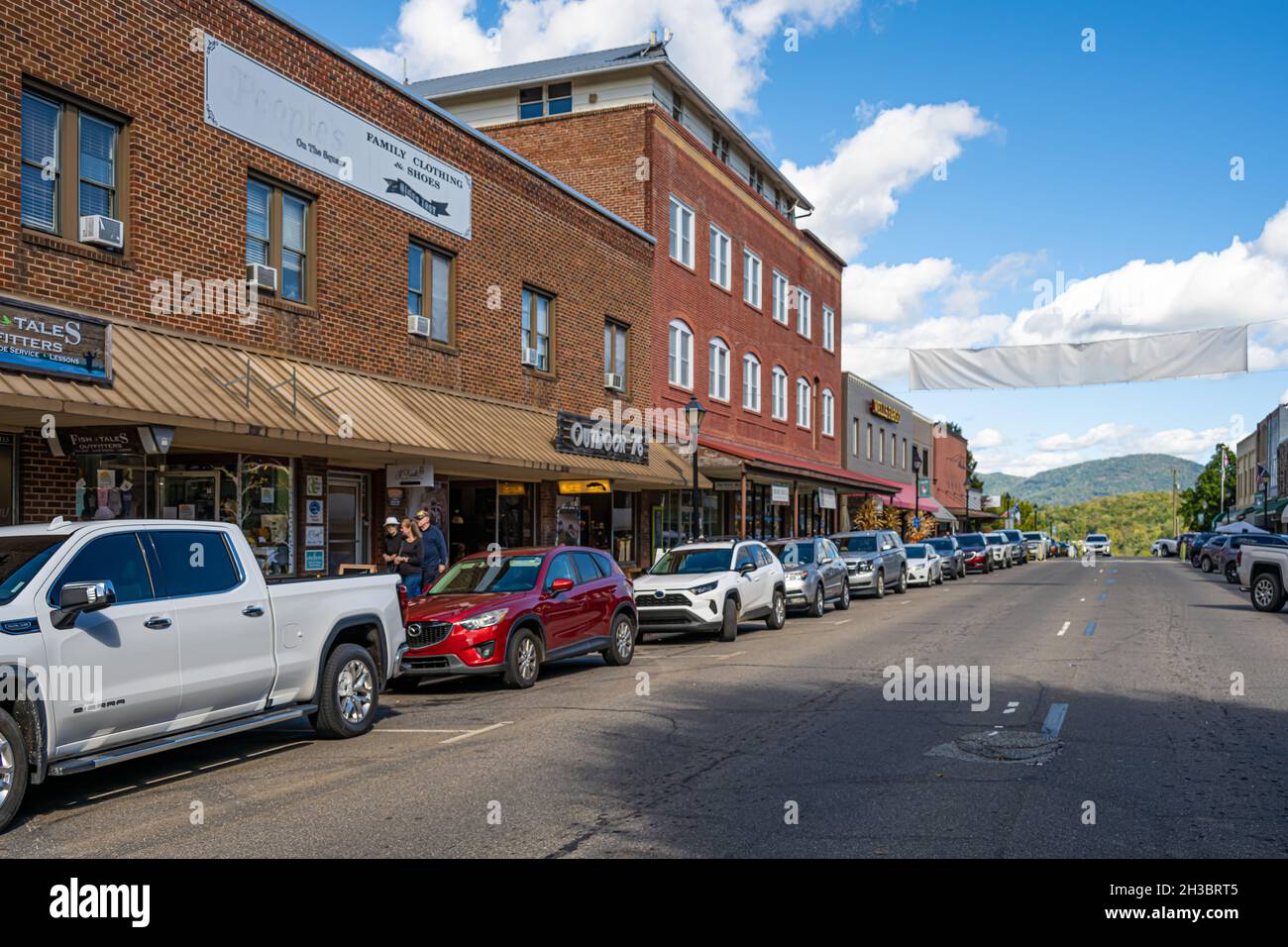 Downtown Franklin, North Carolina, in den Blue Ridge Mountains im Westen von North Carolina. (USA) Stockfoto