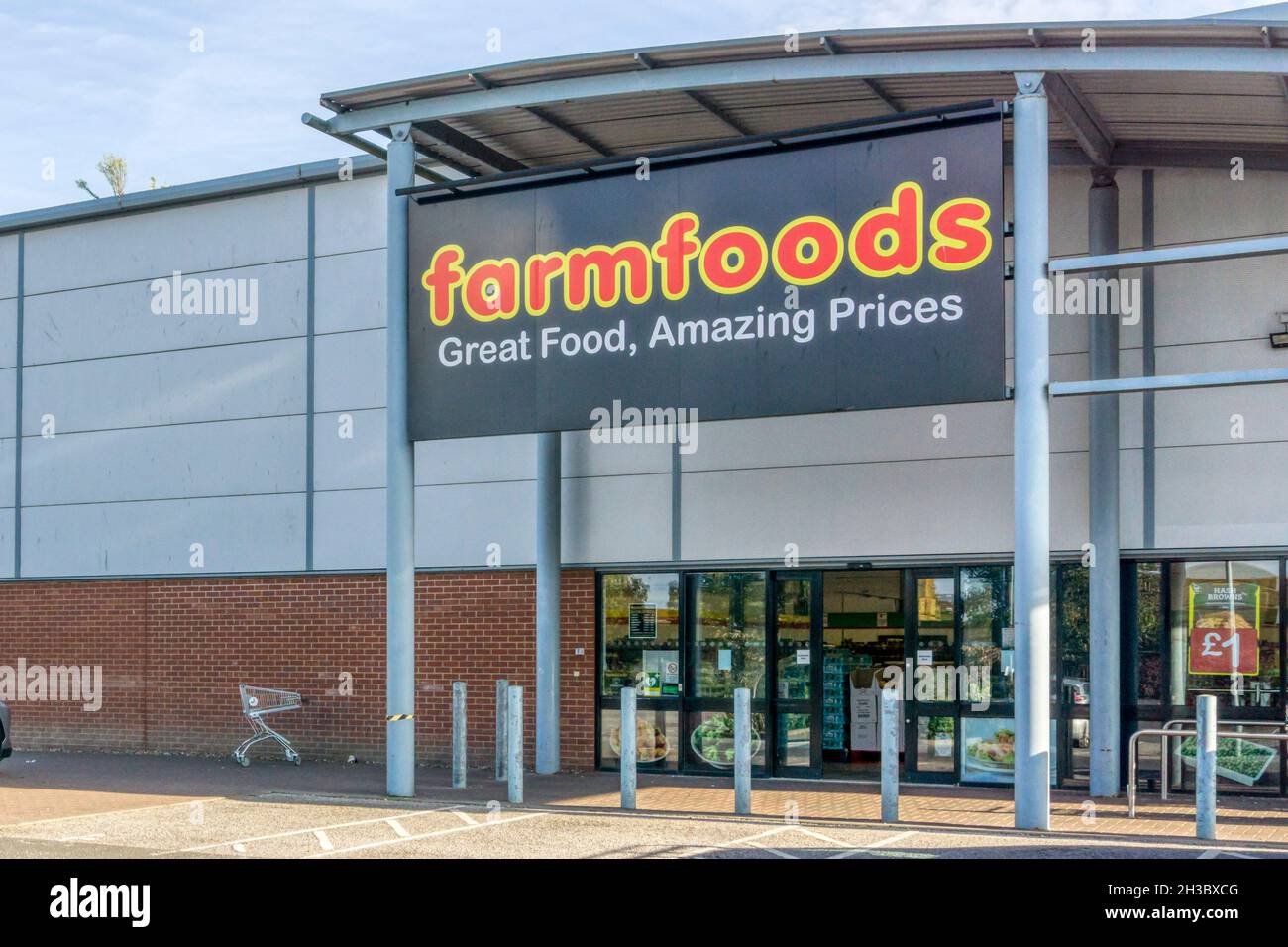 Farmfoods Tiefkühlkost Supermarkt in King's Lynn, Norfolk. Stockfoto