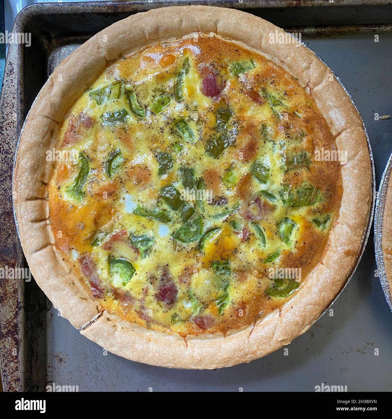 Quiche ist gerade aus dem Ofen gezogen, Fallston, MD Stockfoto