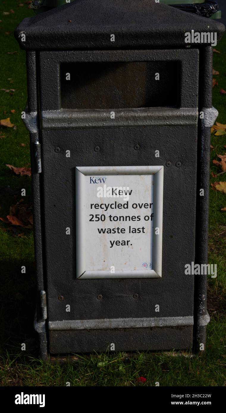 Recycling in Kew Gardens London. Stockfoto