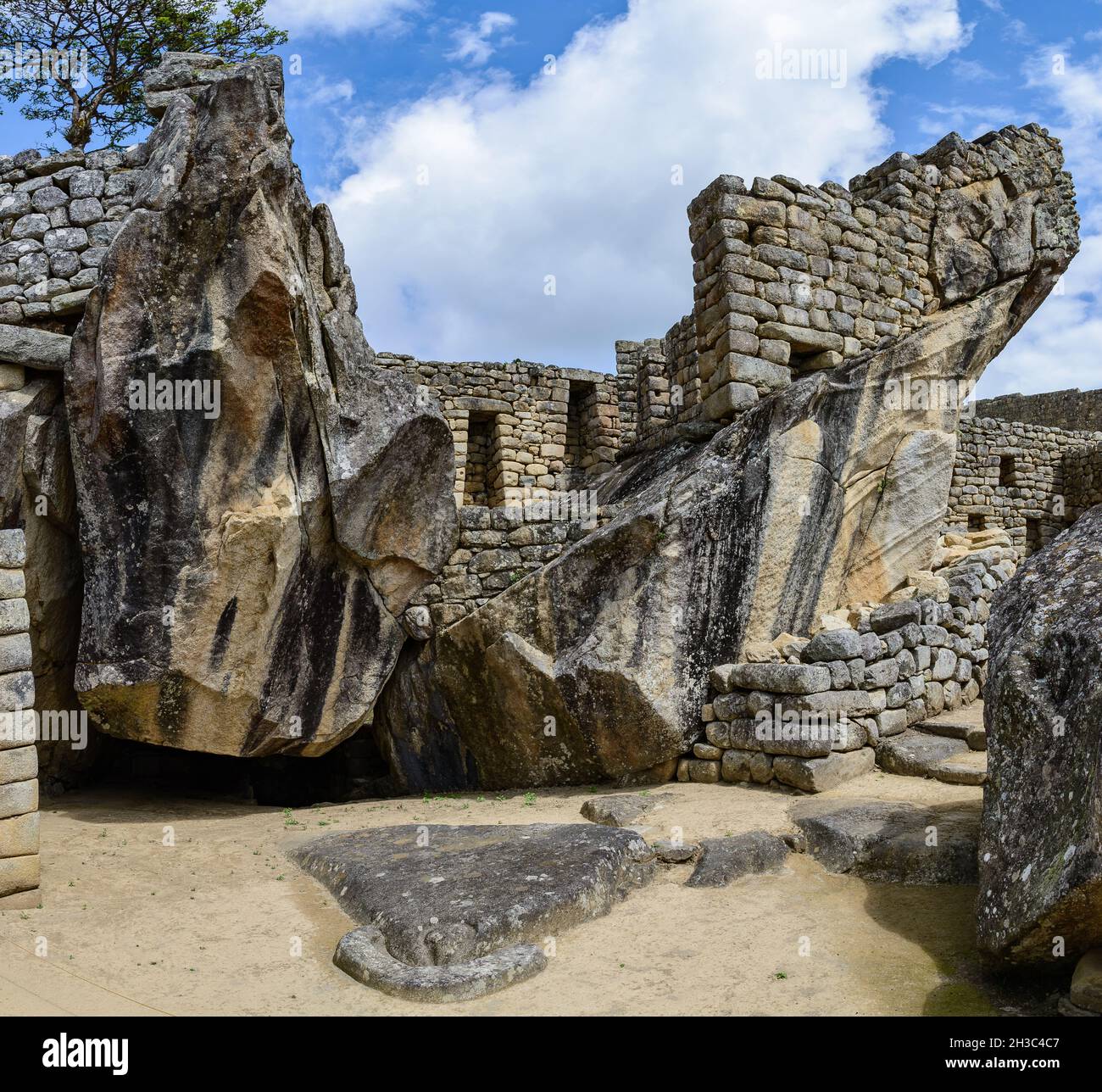 Der 'Condor', eine Felsformation, die für das Inka-Volk als Symbol des Andenkondors bezeichnet wurde. Machu Picchu, Cuzco, Peru. Stockfoto