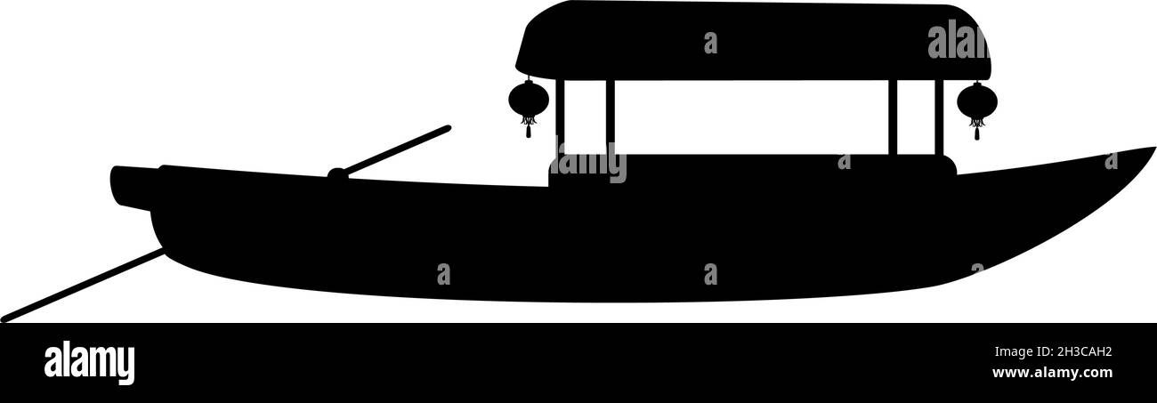 Silhouette chinesisches traditionelles Boot. Wassertransport. Stock Vektor