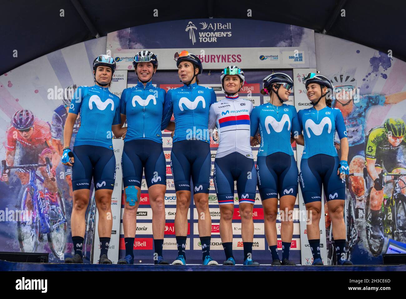 Sheyla Gutiérrez Ruiz, Aude Biannic, Gloria Rodriguez Sanchez, Jelena Eric, Lourdes Oyarbide Jimenez, Alicia Gonzalez Blanco bei der Frauen-Tour Stockfoto