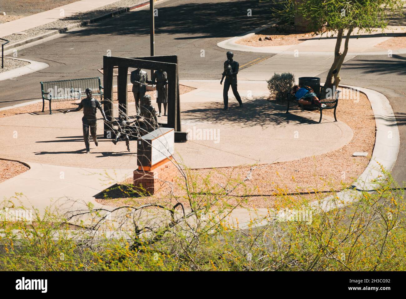 Bronzeskulpturen im Cancer Survivors Park, Phoenix, Arizona Stockfoto