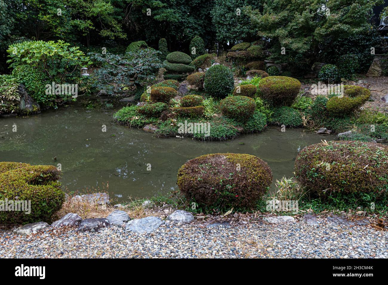 Meishoji Temple Garden - Myohosan Meishoji ist ein Tempel der Jodo Shinshu Honganji Schule in der Nähe von Hikone Castle. Während der Edo-Periode, der Dichter Stockfoto