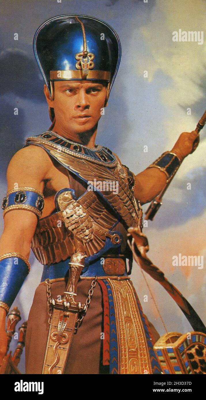 Ausschnitt aus dem Cover einer Super 8 Fillm des MGM Films The Ten Commandments von 1956, mit Yul Brynner als Pharaoh Ramses. Stockfoto