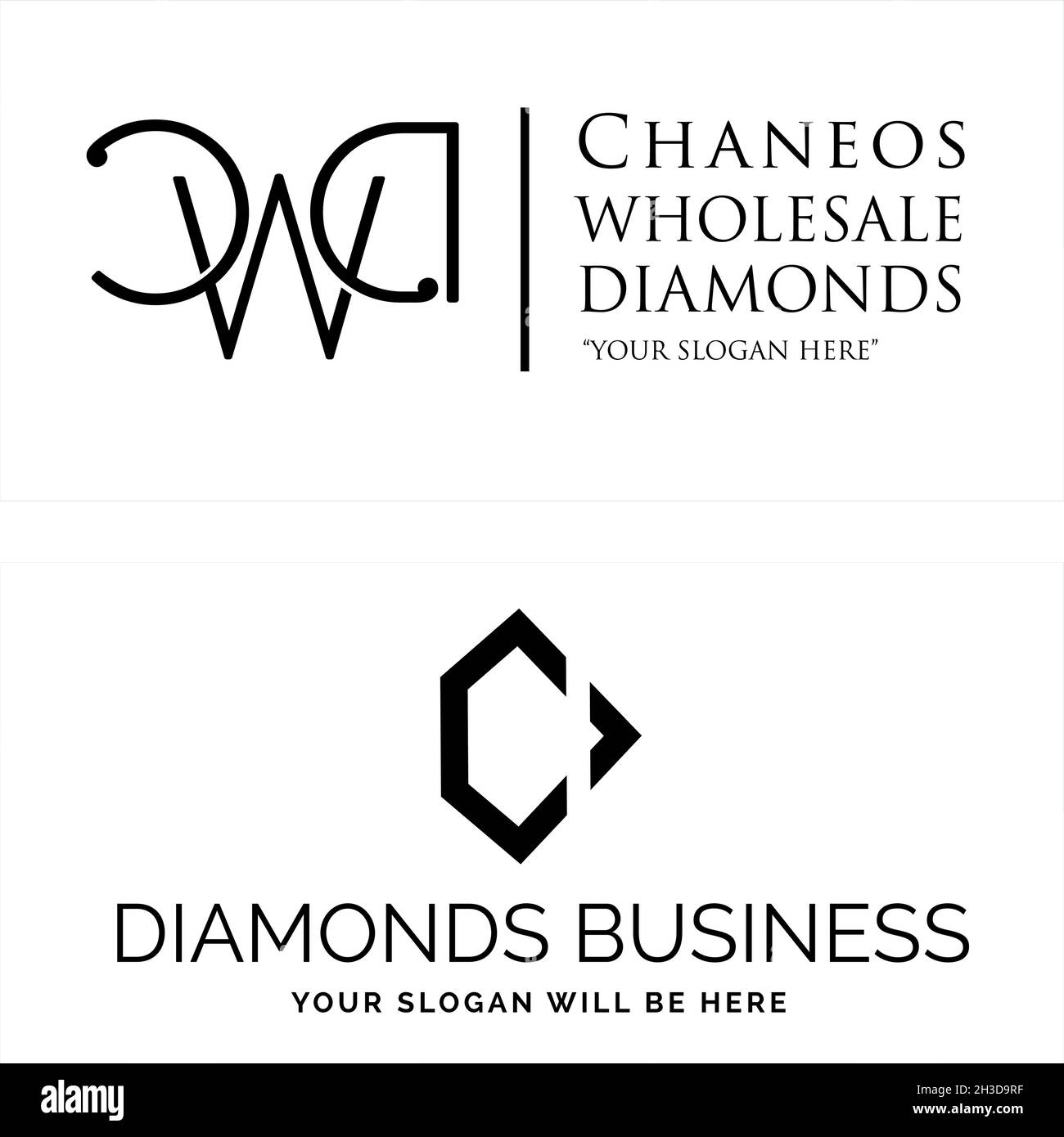Wordmark Logo Design Vorlage Initial Lettering Icon Diamant Stock Vektor