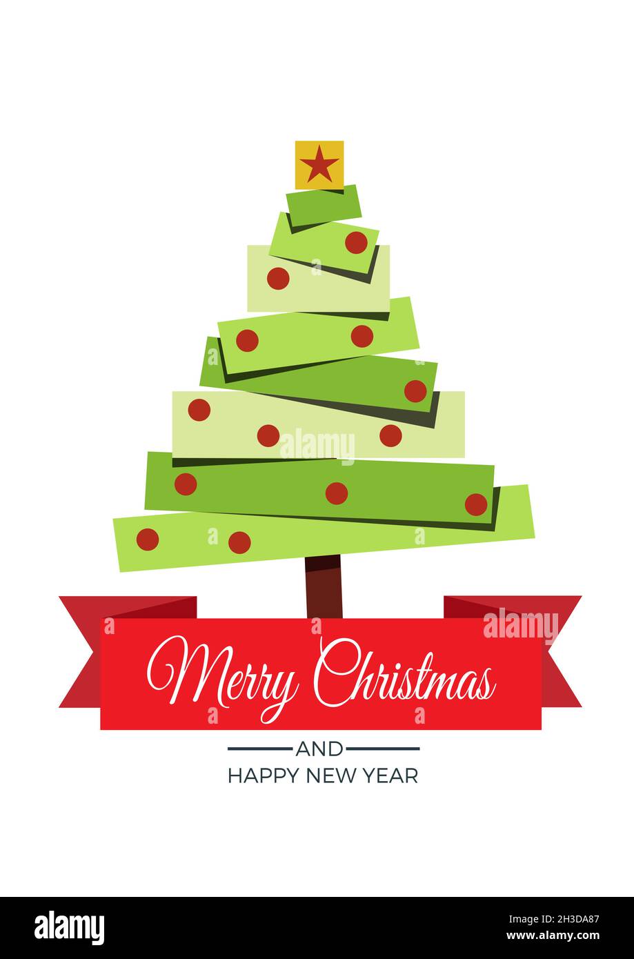 Weihnachtsbaum aus geklebten Pappstreifen. Abstrakte Vektorgrafik für Karte und Grußansage. Stock Vektor