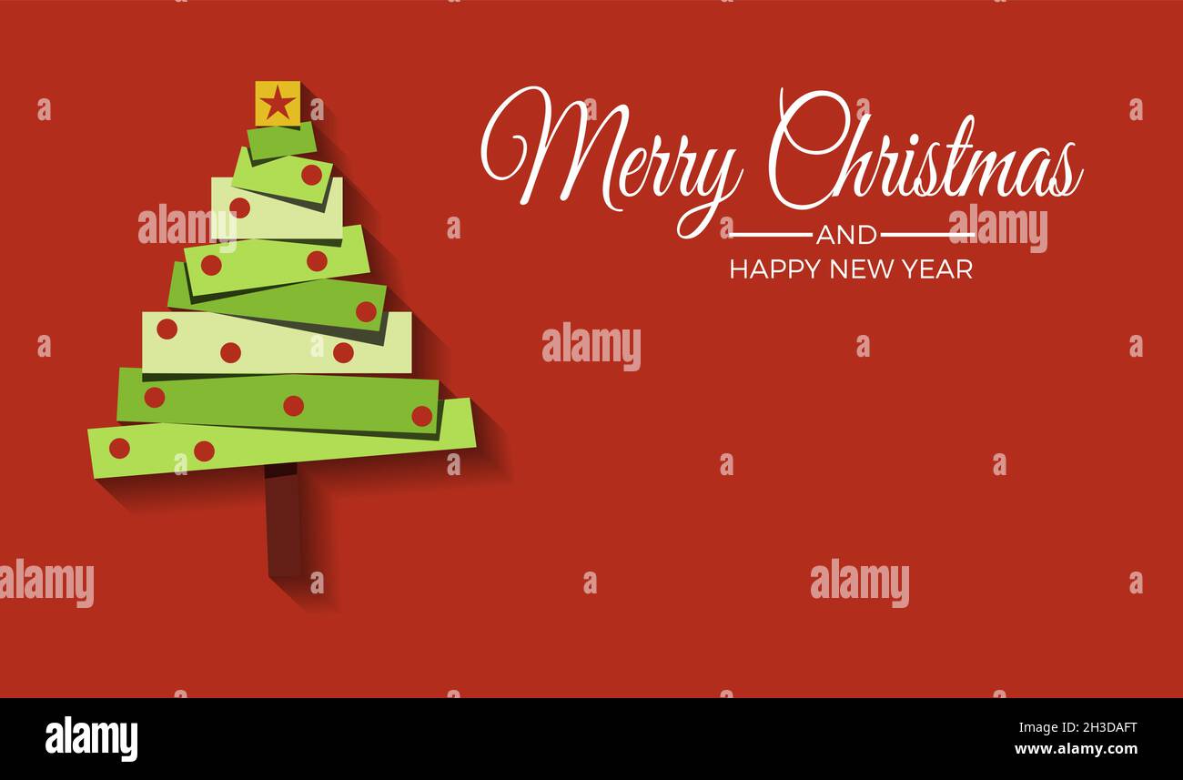 Weihnachtsbaum aus geklebten Pappstreifen. Abstrakte Vektorgrafik für Karte und Grußansage. Stock Vektor