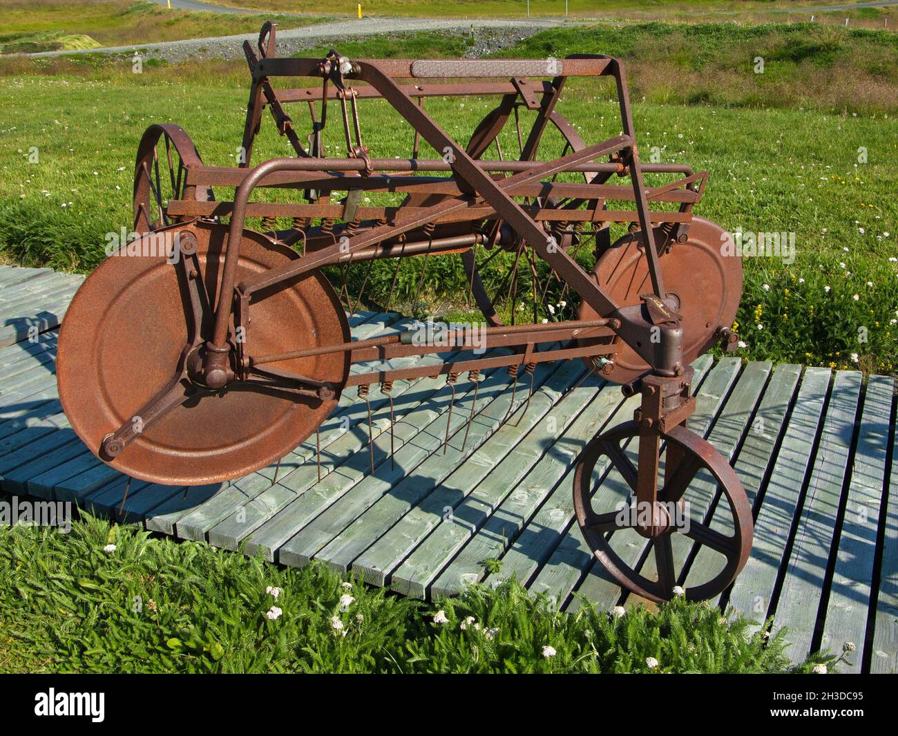 Ausstellung alter Landmaschinen in Mödrudalur auf Island, Europa Stockfoto
