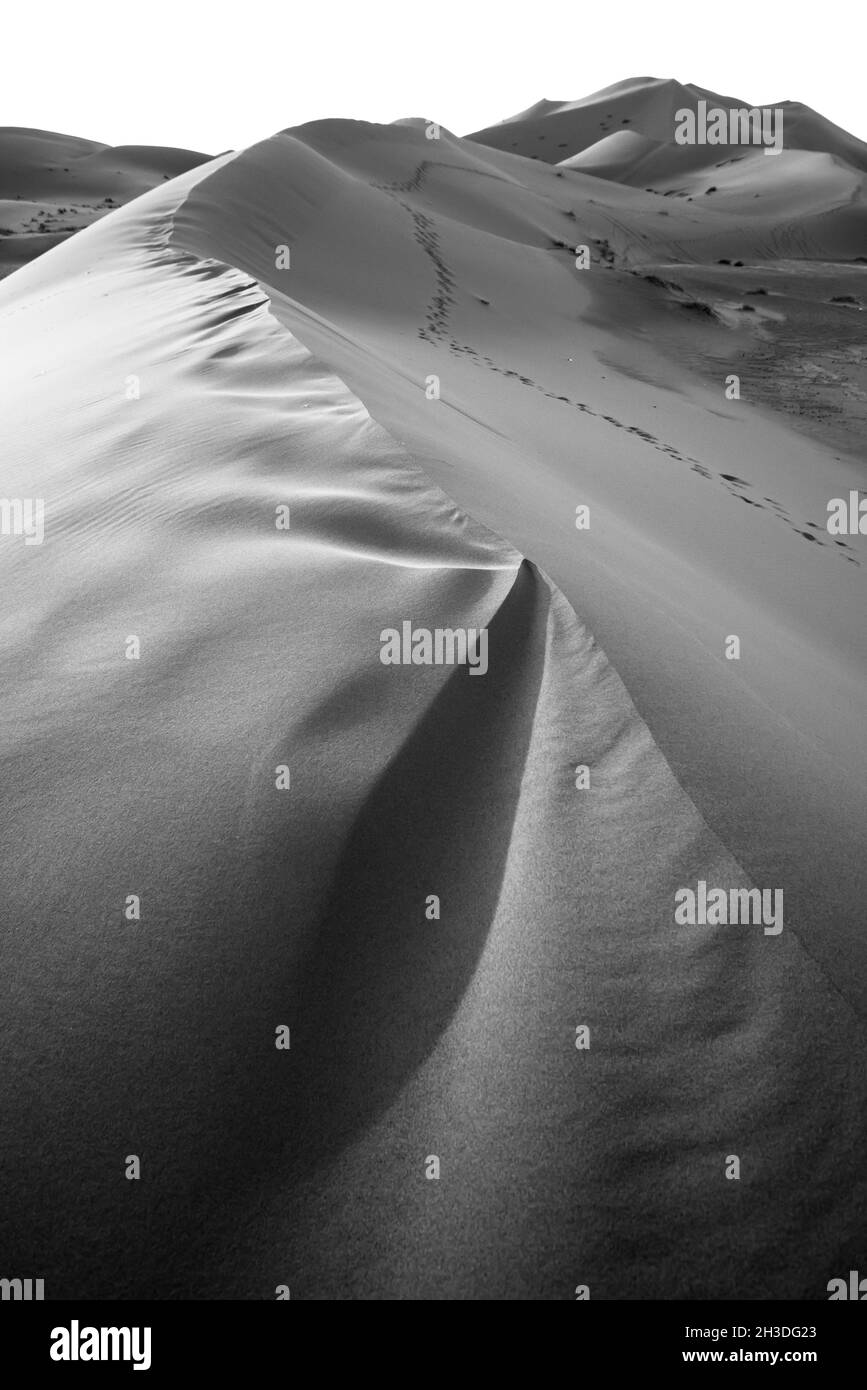 Vertikale Aufnahme einer trockenen Sandwüste Stockfoto