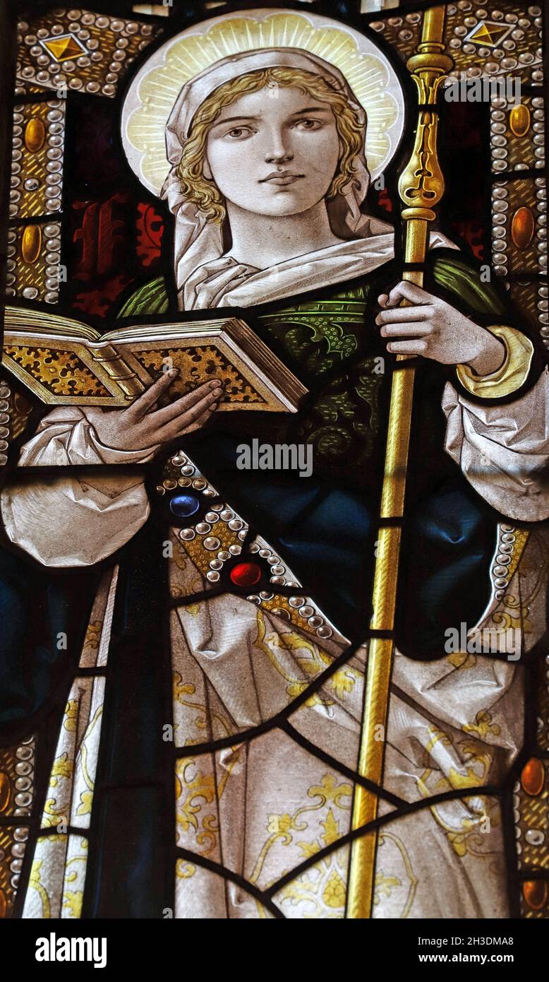 Buntglasfenster von Percy Bacon & Brothers, die den Glauben darstellen, St Andrew's Church, Denton, Lincolnshire Stockfoto