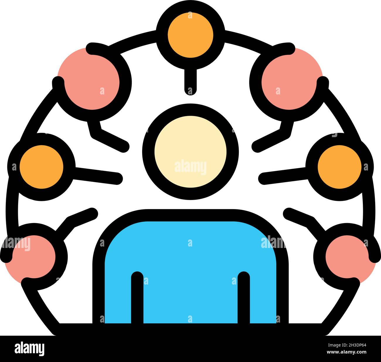 Symbol für die Beschreibung der Soziologie. Skizzieren Soziologie Beschreibung Vektor Symbol Farbe flach isoliert Stock Vektor