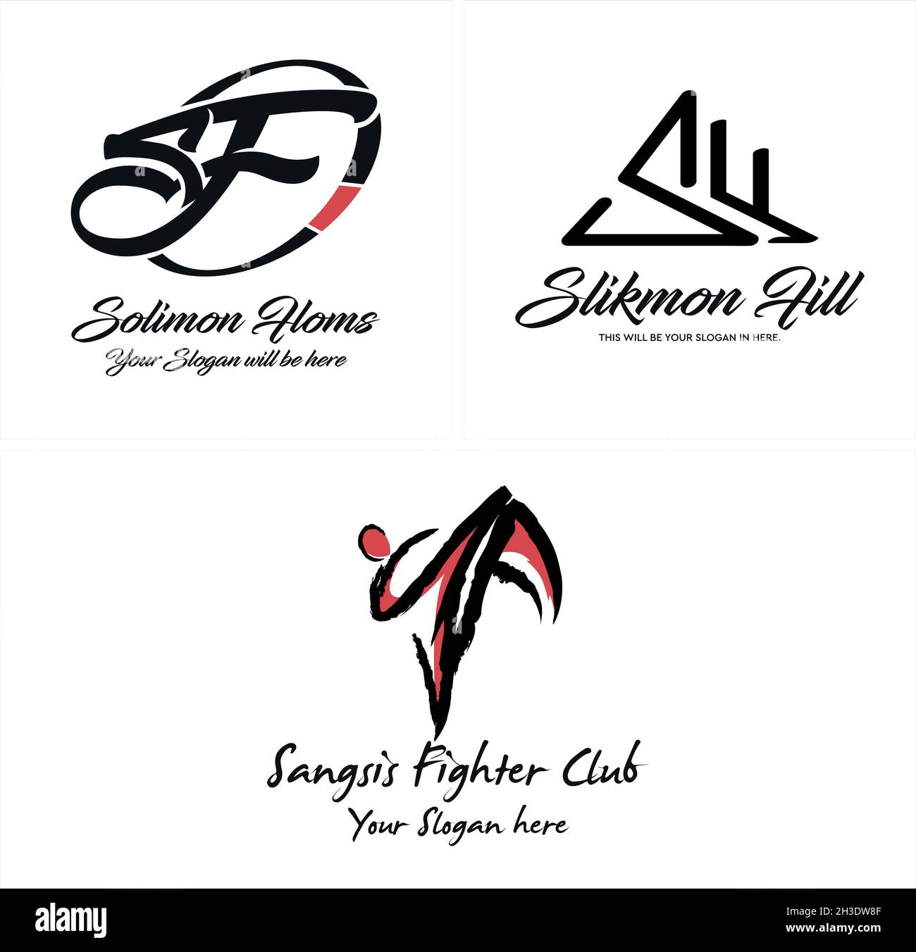 Wortmarke Anfangsbuchstabe flache Linie Pinsel Menschen Logo Design Stock Vektor