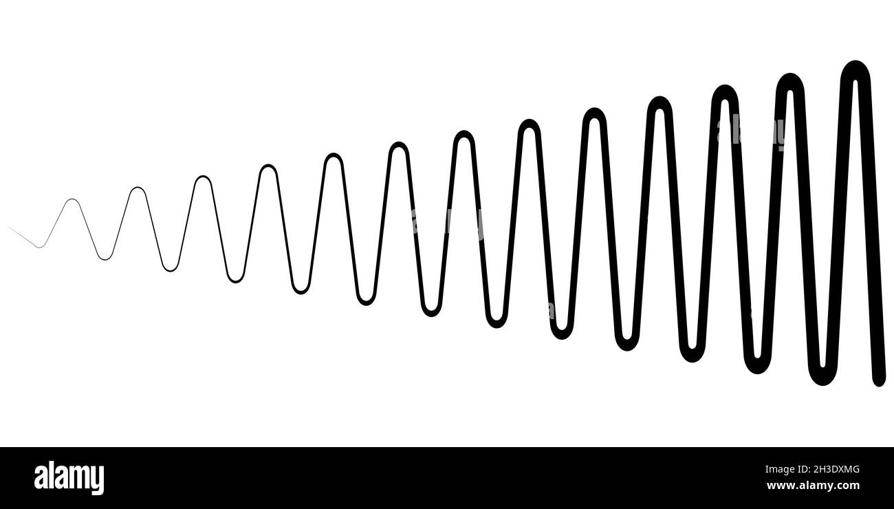Radiowelle mit zunehmender Amplitude, Symbol für Informationsverbreitung Stock Vektor