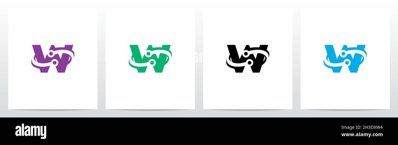 Knoten umkreisen Buchstaben Logo Design W Stock Vektor