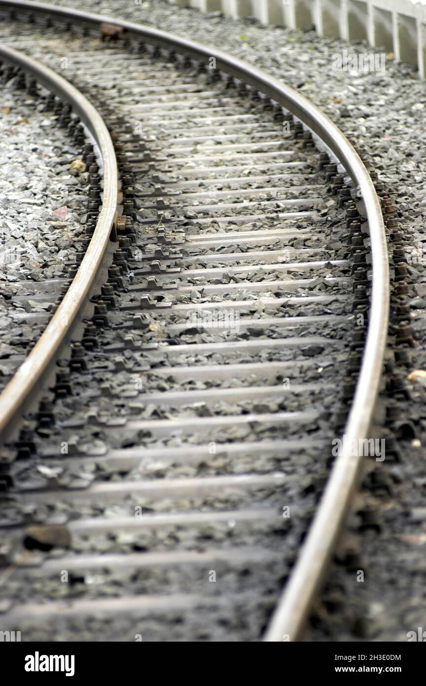 Eisenbahnstrecke, links abbiegen, Deutschland Stockfoto