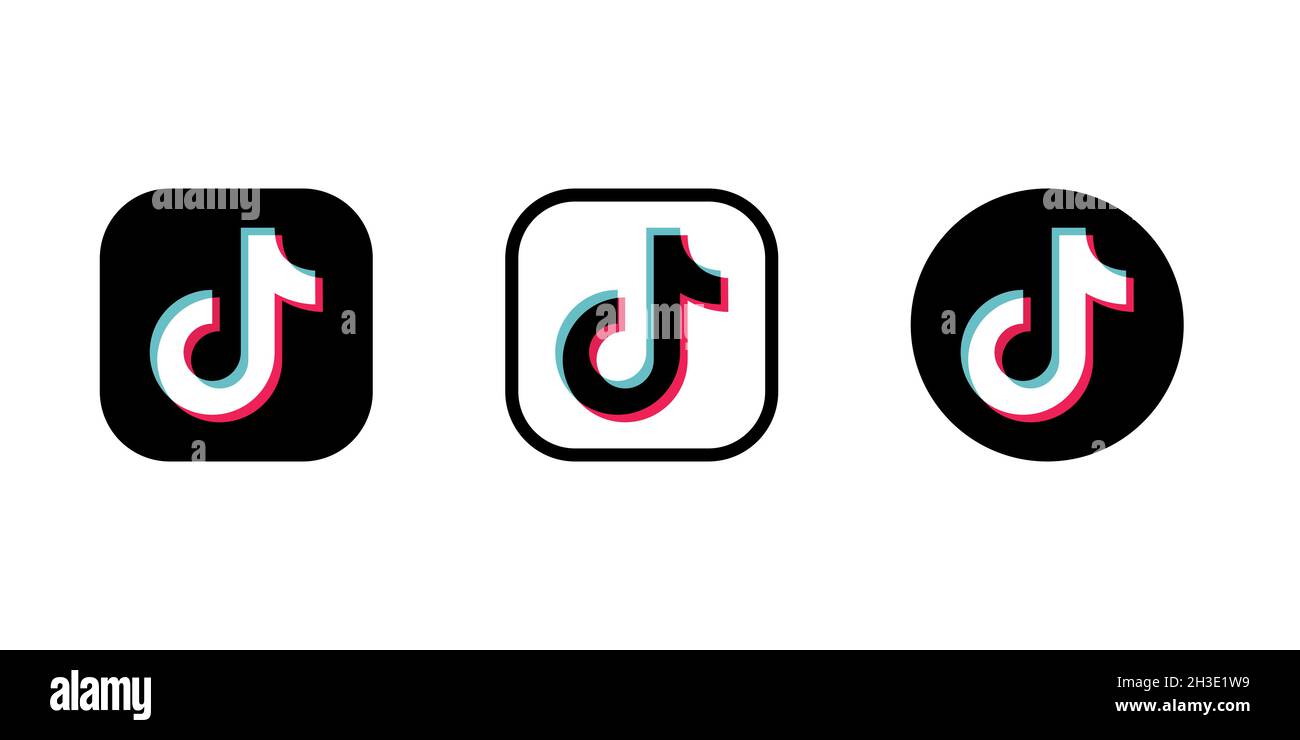 TikTok-Logo-Symbol auf weißem Hintergrund isoliert. Redaktionelles Bild. Vinnitsia, Ukraine. 01. Februar 2021 Stock Vektor