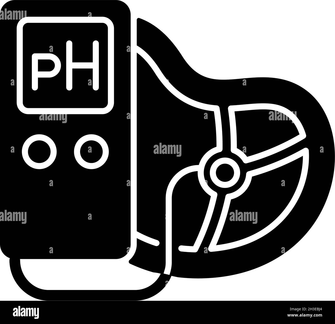 Lebensmittel-pH-Messung, schwarzes Glyphensymbol Stock Vektor