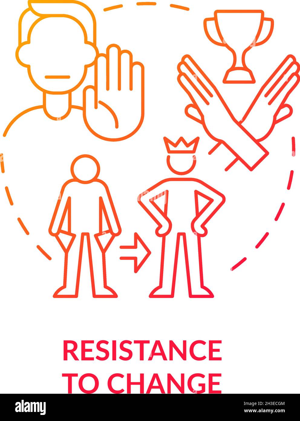 Symbol „Widerstand gegen Änderung des roten Gradientenkonzepts“ Stock Vektor